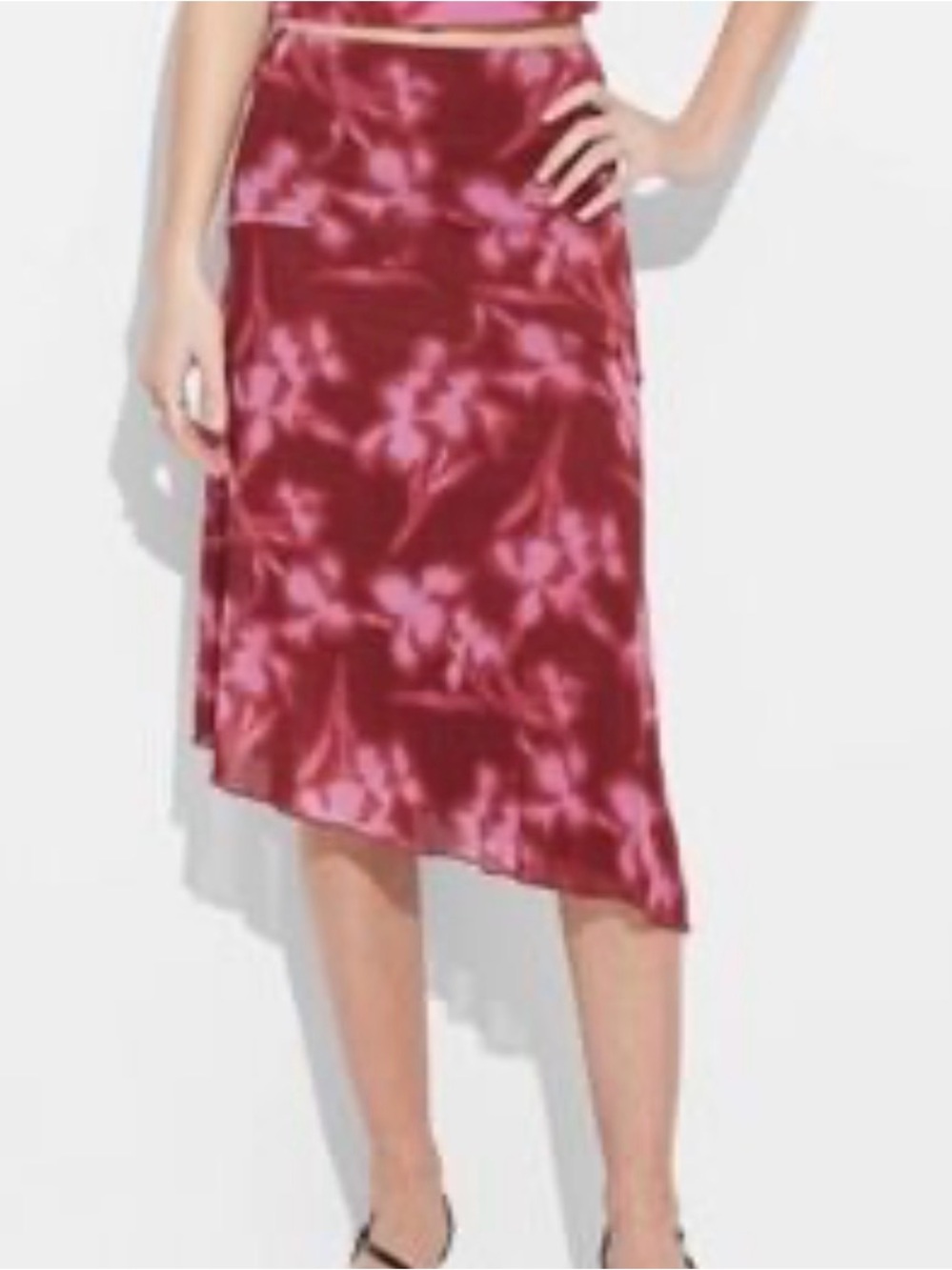 NWT Asymmetrical Midi Floral Skirt